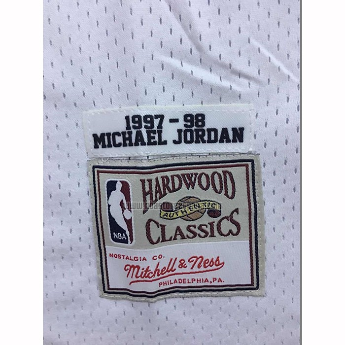 Camiseta Chicago Bulls Michael Jordan NO 23 Hardwood Classics Throwback 1997-98 Blanco